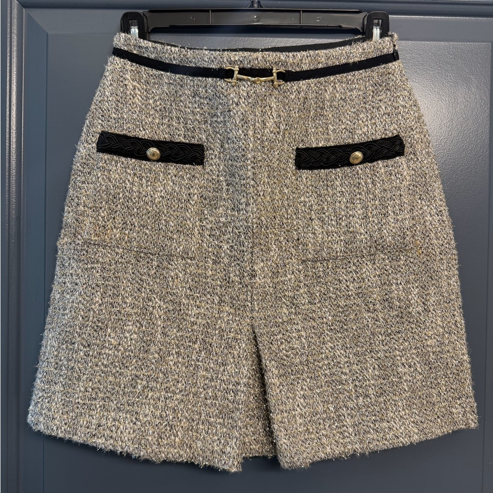Maje Silver/Gold/Black Tweed Skirt